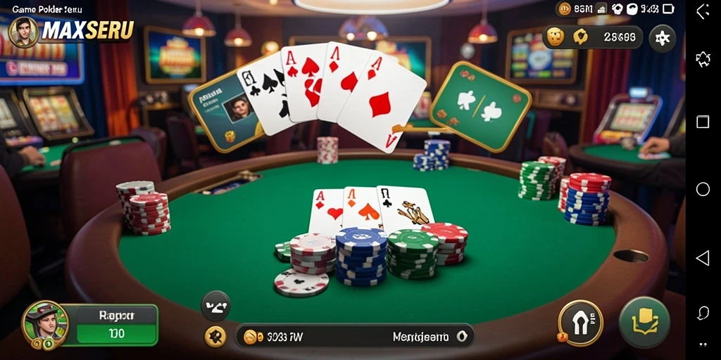 Screenshot gameplay MAXSERU menunjukkan suasana seru permainan Poker.