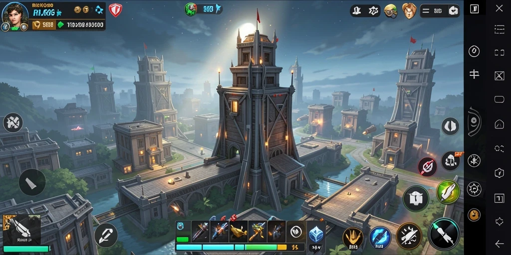 Screenshot gameplay RKGG menampilkan aksi menara pertahanan yang mendebarkan.